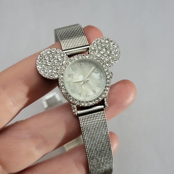 Disney MK900104TRD Womens Wristwatch Silver Case 23mm White Dial Mesh Band main image 5